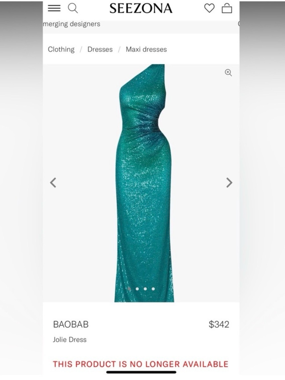 Baobab Collection Teal Sequin One-Shoulder Gown